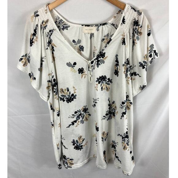 Melloday Floral Textured Blouse Size 2X - Picture 1 of 6